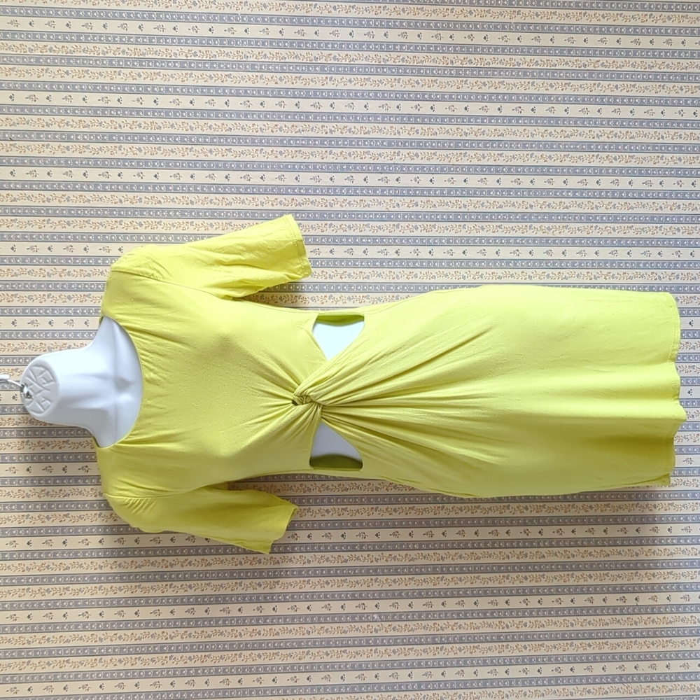 Asos Yellow Cutout Twist Detail Bodycon Dress 4